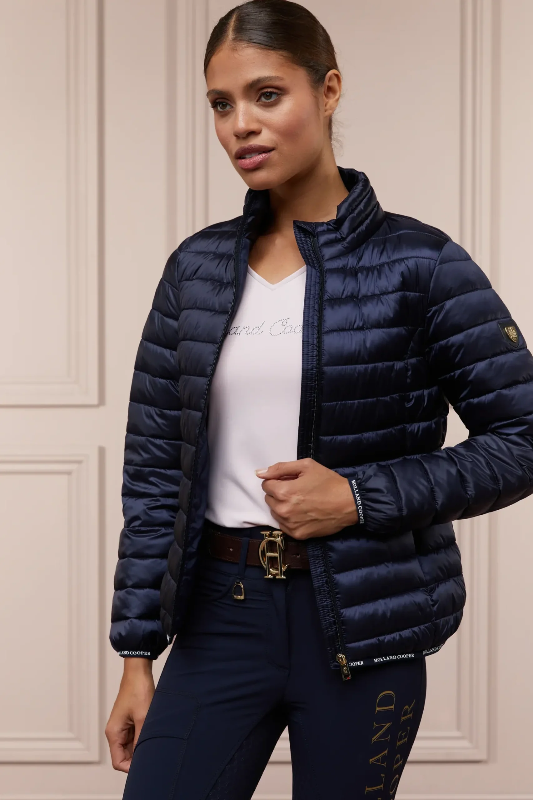 Holland Cooper Training V-Neck Tee Blush Discount